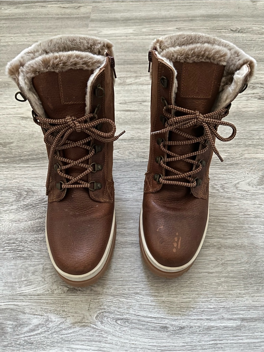 Eric Michael Denver Brown Leather Faux Fur Winter Boots EU 40